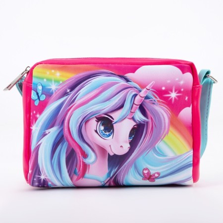 Children's bag for a girl "Magic unicorn" from eco-leather, on a strap, 15x12x3 cm-2