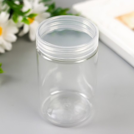Bank for scrapbooking plastic "cylinder" 100 ml transparent 9x5.2x5.2 cm