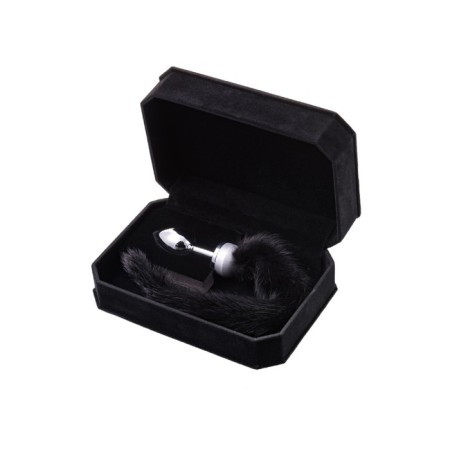 Anal plug Metal by Toyfa, silver, with a black tail, 32 cm, d = 2.9 cm-3