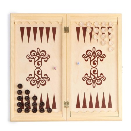 Backgammon "pattern" wooden board 40 x 40 cm, with a field for playing checkers-1