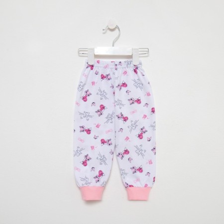 Pants children, white/cats, height 68 cm