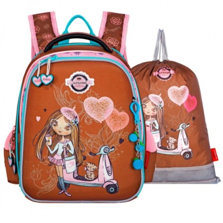 Frame backpack 35 x 28 x 13 cm, Across 193, filling: bag, brown ACR22-193-6