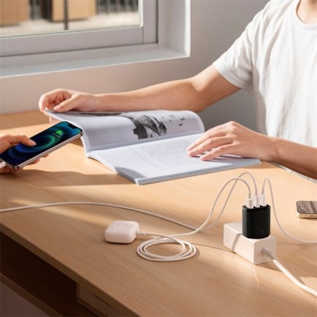 Network charger Baseus, 3USB, 3 A, 17W, black-7