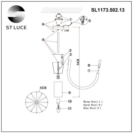 Ceiling Ceiling ST LUCE. SL1173.502.13. PAFE. 13x5+60 watts, G4/E27, 82x82x64 cm, white color-5