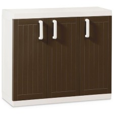 3-door cabinet, 970 x 370 x 850 mm, plastic, brown / white color