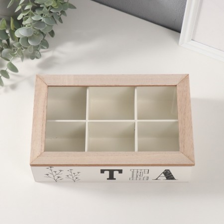 Casket wood 6 divisions "Favorite tea" 23x15x7 cm-2