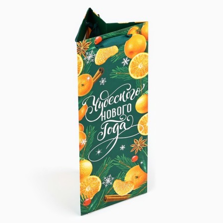 Package for a bottle, triangular "New Year", 13 x 32 x 11.3 cm, New Year-3