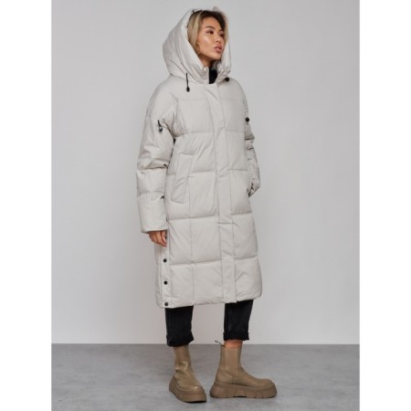 Coat insulated winter female, size 50, light-gray color-5