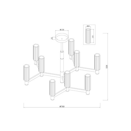 Chandelier ambra, 9xe14, brass color-3