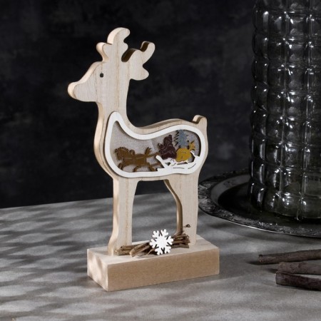 LED figure "Deer" 12 × 23 × 5 cm, wood, batteries AAAX2 (not complete), glow warm white-1
