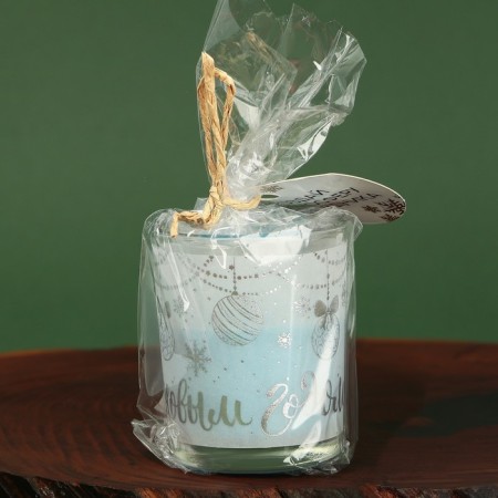 New Year's candle in a glass "Happy New Year!", Lavender's aroma-2