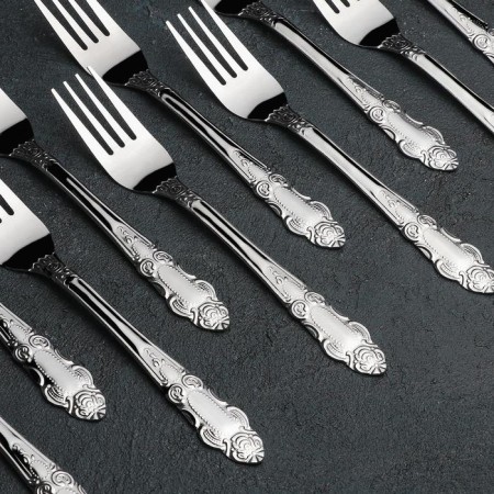 A set of canteen forks "Rusiano", h = 19 cm, 12 pcs, silver color-1