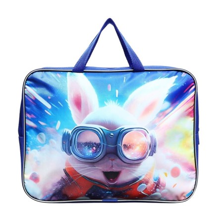 Folder with handles Textile A4, 350 x 270 x 70 mm, calligrata "Fluffy friend hare"-2