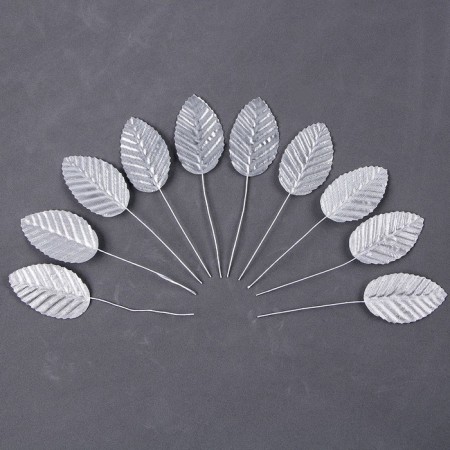 Set for decorating the cake "Leaves", in the set 10 pcs., Silver color