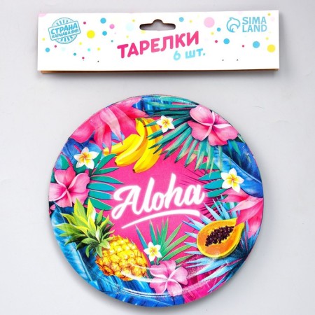 Disposable paper plate "Aloha", set of 6 pcs., 18 cm-1