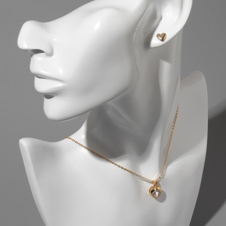 Set of 5 objects: earrings (4 pairs), a pendant “minimal” heart, color gold, 40 cm-7
