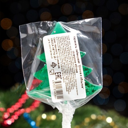 Caramel Lollicon "Christmas tree in sprinkling", apple, 35 g-4