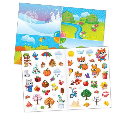 Stickers reusable "Seasons", A4 format-1