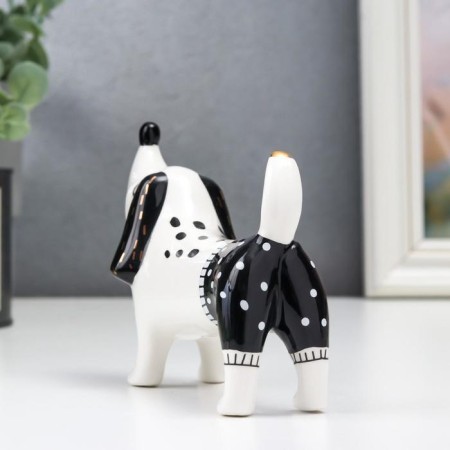Souvenir Ceramics "Dachshund in shorts" White-black 9.3x5.3x13.7 cm-3