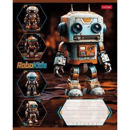 Notebook 18 sheets, in a cage, "Robo", cover coated cardboard, rounded angles, fields, block 65g/m2, mix-3