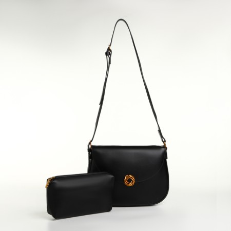 Women's bag on the Textura valve, average size, black color-2