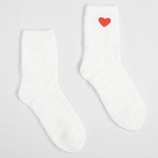 Tensor socks minku with heart, white color, size 36-39 (23-25 ​​cm)