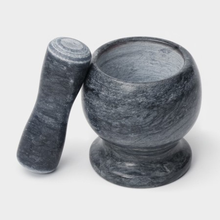 A mortar with an “marble” push, made of natural stone-3