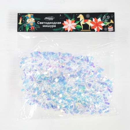 Garland "tinsel" 1 m dew, ip20, mother -of -pearl thread, 22 LED, 6 layers, d = 5 cm, glow warm white, CR2032x2-3