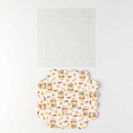 Cookie box, confectionery packaging with PVC lid, “sweet life”, 13 x 13 x 3 cm-5