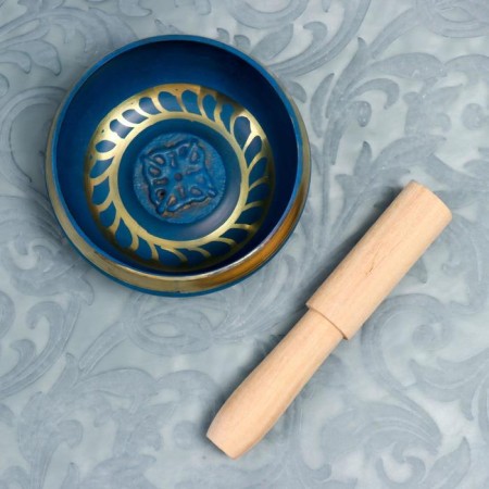Singing Chalice Metal "Meditation" Blue with a resonator 4x8.5x8.5 cm-2