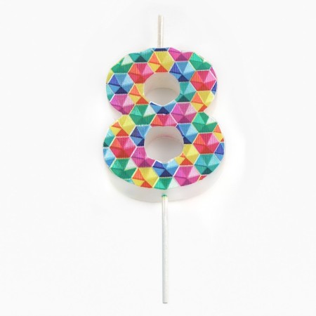 Candle in the cake on the skewer "Kaleidoscope", the number is 8, 7 cm-2