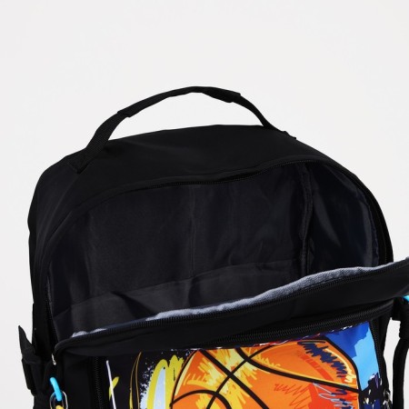 Young backpack from textiles on lightning, 3 pockets, black color-5