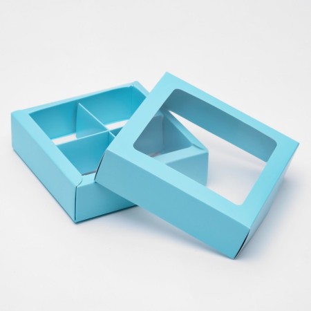 Box for sweets 4 pcs, with a horse, Upak Land Blue, 12.5 x 12.5 x 3.5 cm-1