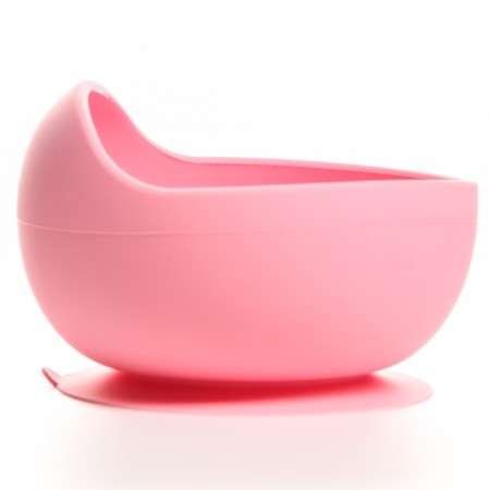 Baby plate on a suction cup, silicone, pink color-4