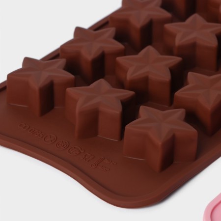 A set of chocolate forms “hearts. Stars. Flowers ", 3 pcs, silicone-3