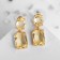 Earrings with rhinestones "Spring" oval square, color of the yellow diamond in gold