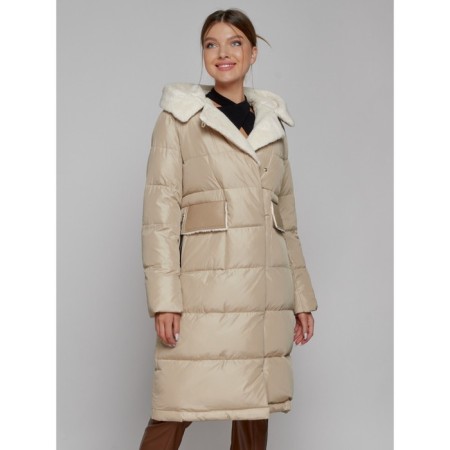 Coat insulated winter female, size 50, beige color-12