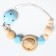Holder for the nipple - dummy "heart", wooden, blue color
