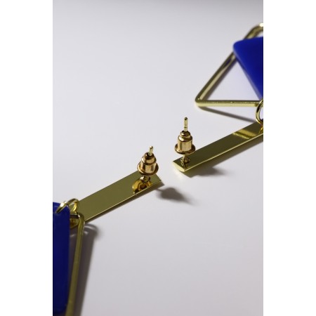 Earrings Assorted "Illusion", blue color in gold-8