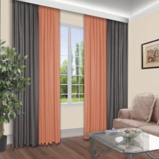 Set of curtains, size 160x250 cm, 2 pcs, gray, peach color