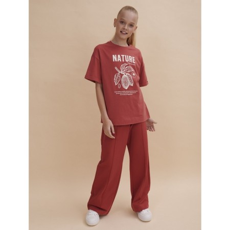 T -shirt for girls, height 128 cm, red color-4