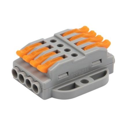 Terminal of QMS 222-424p Passing 4 poles, with an mounting platform (0.08-4 mm²), gray (25 pcs./Union) Rexan
