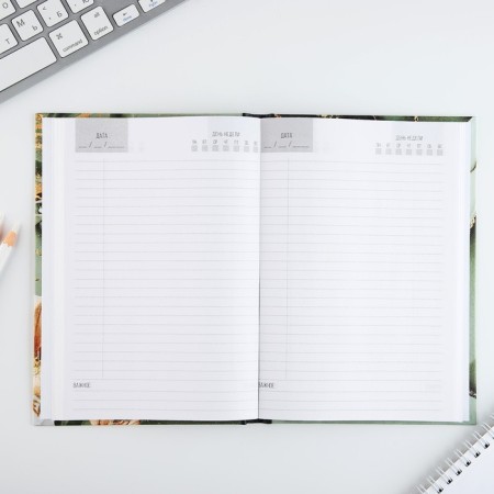 Diary A5, 80 liters, solid cover "Teacher Green Lily and Gold"-2