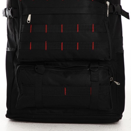 Tourist backpack on lightning, with an increase, 6 outer pockets, black color-5