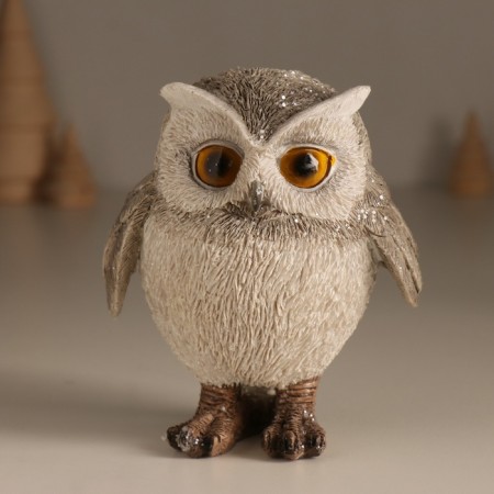 Souvenir Polystone "Funned Owl" 9.5x6.6x11.5 cm