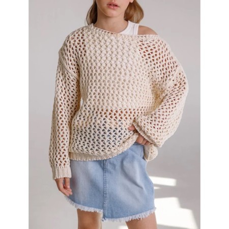 Свитер для девочки Amarobaby Knit Trend, рост 134 см, цвет молочный-13