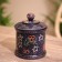 Jars with a wooden lid, batik 12x12x15 cm