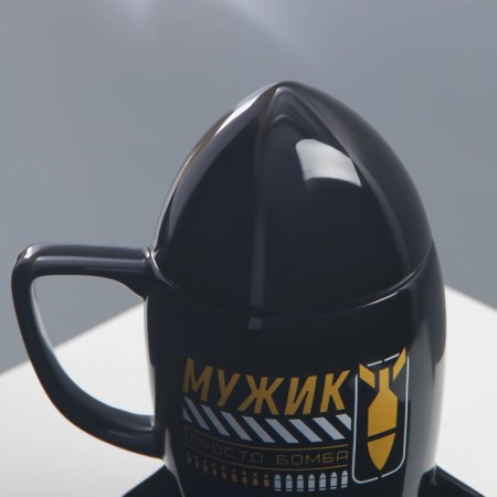 Ceramic mug "man", 300 ml, black color-4