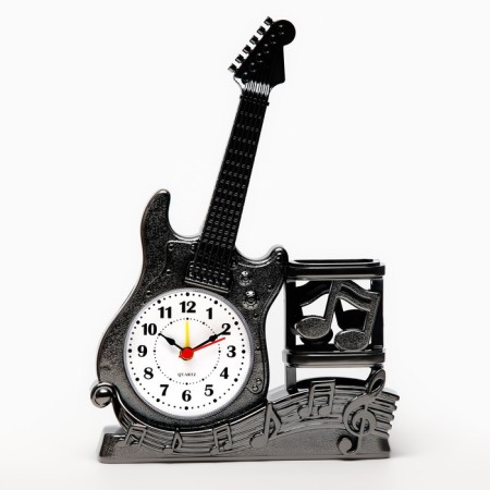 Alarm clock "Guitar", discrete move, with a pencil, 1aa, 15.5 x 22 x 5.5 cm, silver-2