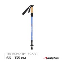 Scandinavian Walking Alitop, telescopic, 3 sectional, aluminum, up to 135 cm, 1 pc., Black and blue color